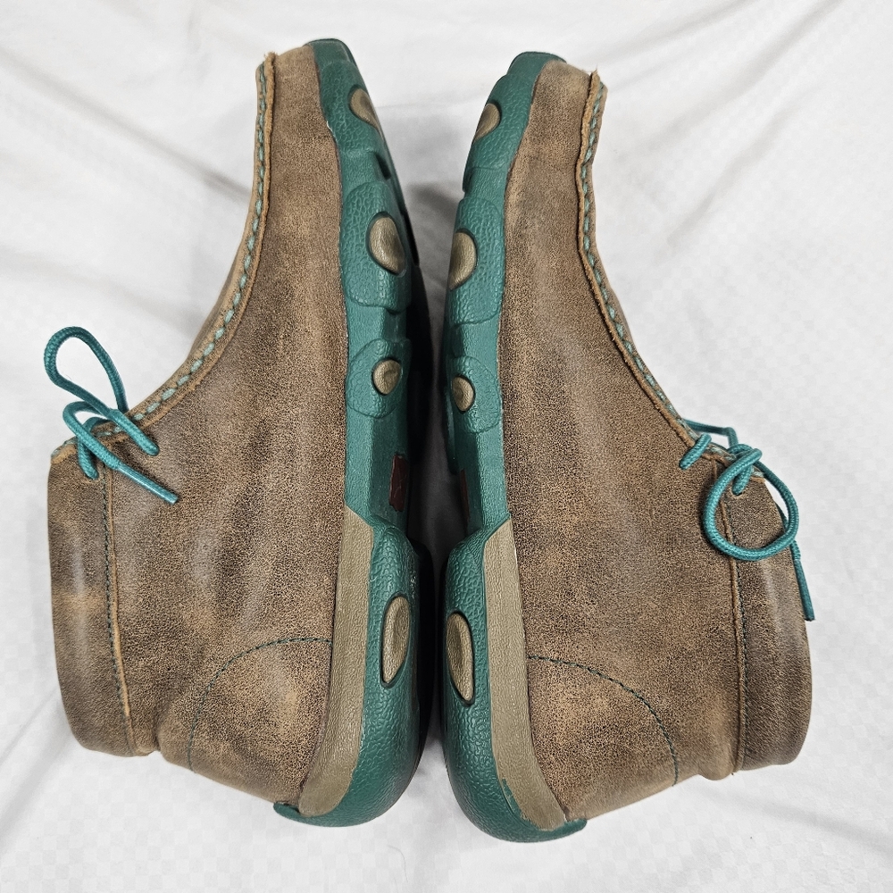 Twisted X Womens Chukka Driving Mocs, Turquoise/Brown Size 9 Western Leather - Picture 5 of 9